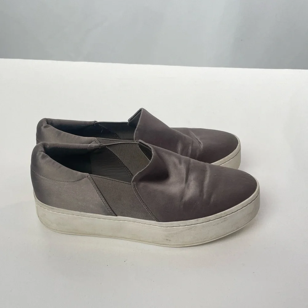 VINCE‎ Warren Satin Platform Sneaker in Grey Size 7
